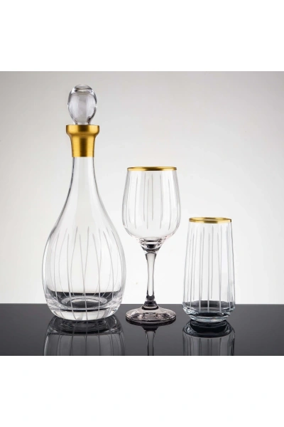 Çubuk El Dekor Kesme Cam Su Takımı 25 Parça 12 Kişilik