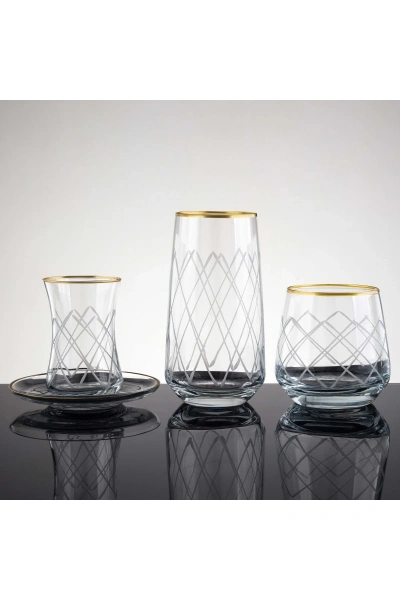 61 Parça 12 Kişilik Kare Gold El Dekor Kesme Cam Su Takımı???????