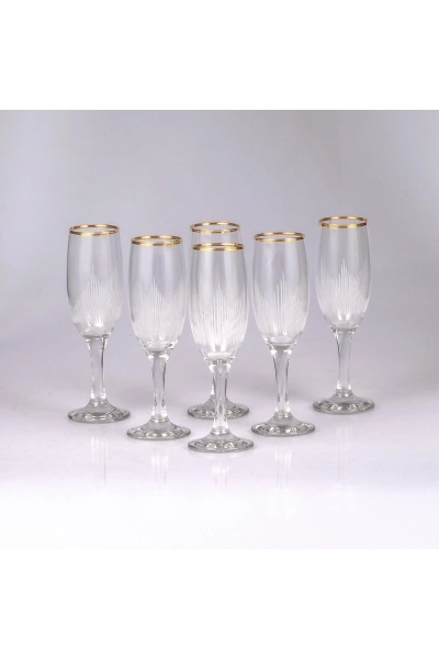 Alev Gold El Dekor Kesme Kahve Yanı Su Bardağı 6 Kişilik