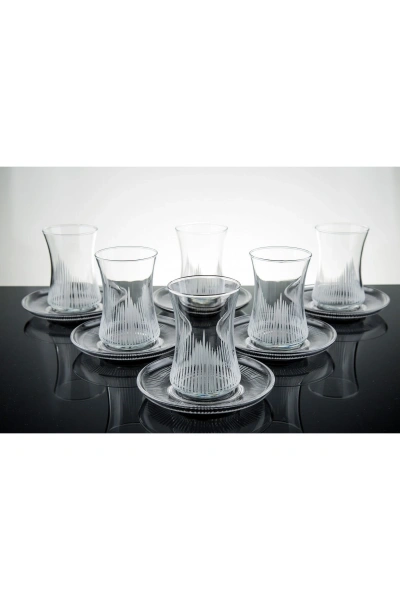 Alev Kesme Dekor Çay Seti 6 Kişilik