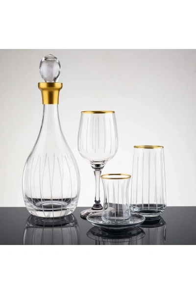 49 Parça 12 Kişilik Çubuk Gold El Dekor Kesme Cam Su Takımı