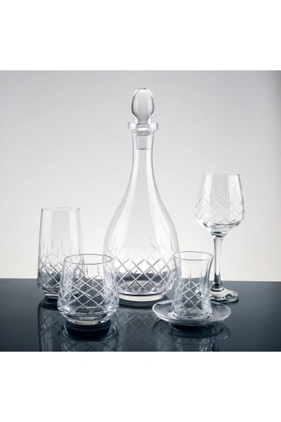 Kare El Dekor Kesme Cam Su Takımı 61 Parça 12 Kişilik