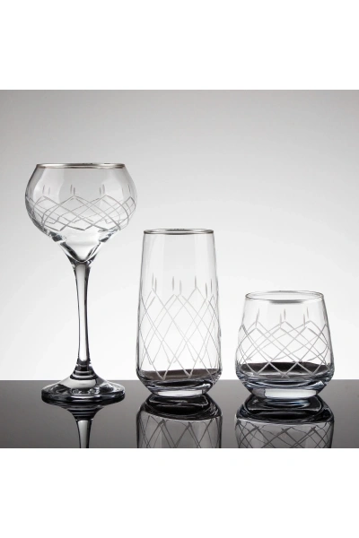 31 Parça 6 Kişilik Kareçubuk Platin El Dekor Kesme Cam Su Takımı