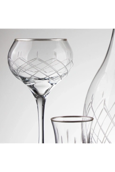 31 Parça 6 Kişilik Kareçubuk Platin El Dekor Kesme Cam Su Takımı