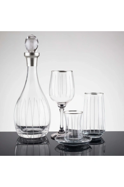 49 Parça 12 Kişilik Çubuk Platin El Dekor Kesme Cam Su Takımı