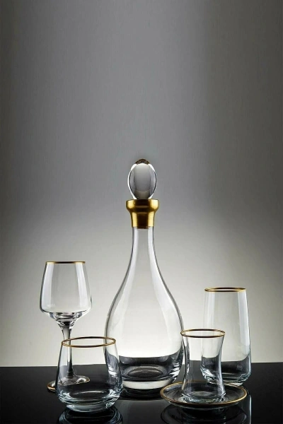 Ucuzcuyuz-avm 61 Parça 12 Kişilik Altın Yaldızlı Su Takımı Çeyiz Seti