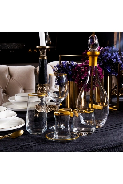 61 Parça 12 Kişilik Gold Yaldızlı Cam Su Takımı Çeyiz Seti