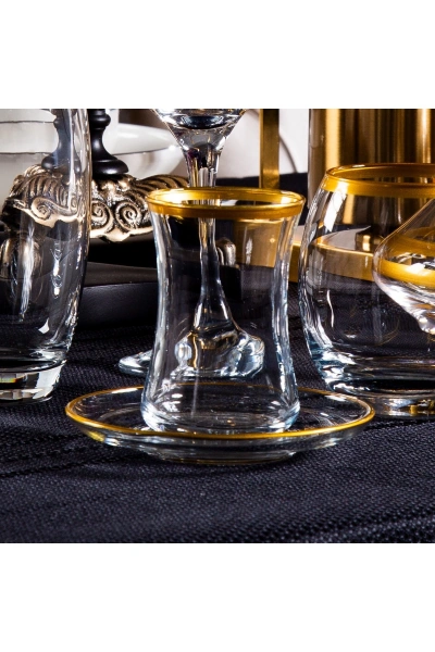 61 Parça 12 Kişilik Gold Yaldızlı Cam Su Takımı Çeyiz Seti