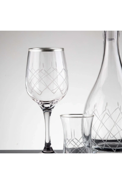 61 Parça 12 Kişilik Kareçubuk Platin El Dekor Kesme Cam Su Takımı