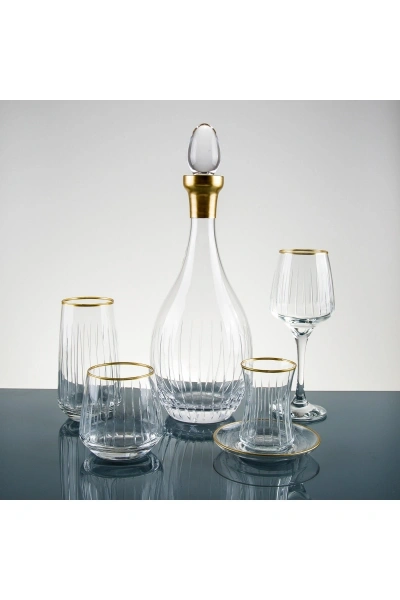 31 Parça 6 Kişilik Gold El Dekor Kesme Cam Su Takımı