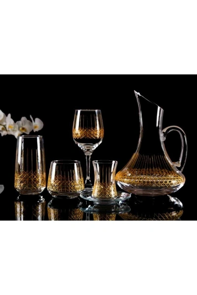 61 Parça 12 Kişilik Hasır El Dekor Kesme Gold Cam Su Takımı