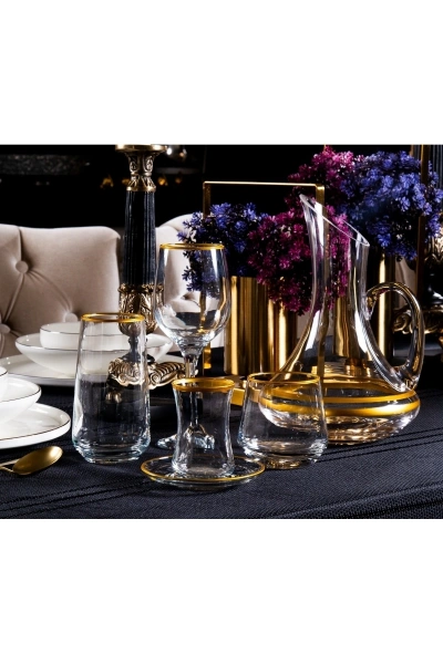31 Parça 6 Kişilik Gold Cam Su Takımı
