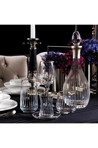 61 Parça 12 Kişilik Çubuk Gümüş El Dekor Kesme Cam Su Takımı???????