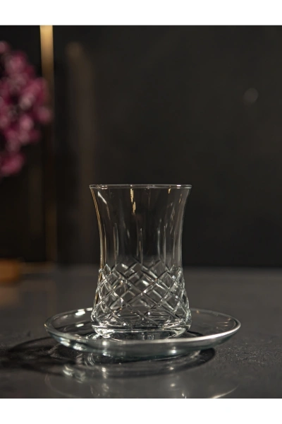 61 Parça 12 Kişilik Kareçubuk El Dekor Kristal Kesme Cam Su Takımı