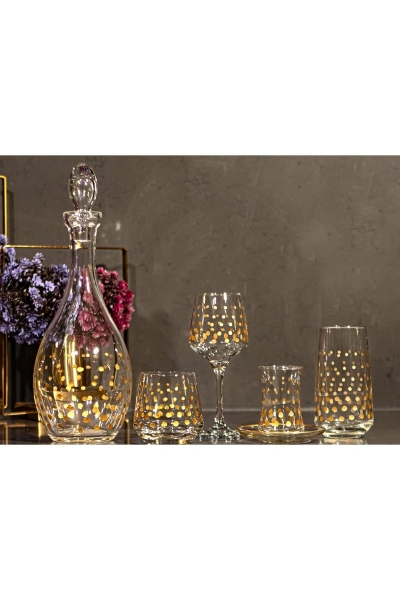 61 Parça 12 Kişilik Kartopu El Dekor Kesme Gold Cam Su Takımı