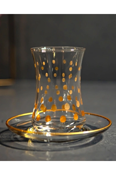 61 Parça 12 Kişilik Kartopu El Dekor Kesme Gold Cam Su Takımı