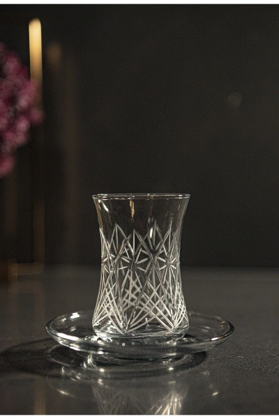 61 Parça 12 Kişilik Dantel El Dekor Kristal Kesme Cam Su Takımı