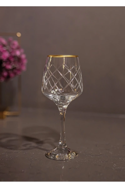 61 Parça 12 Kişilik Kare El Dekor Kristal Kesme Gold Cam Su Takımı