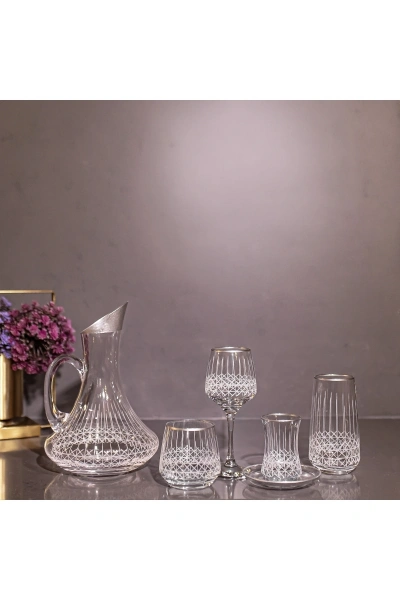 61 Parça 12 Kişilik Çeyiz Seti Hasır Kesme Gümüş Cam Su Takımı