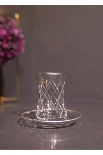 61 Parça 12 Kişilik Kare El Dekor Kristal Kesme Gümüş Cam Su Takımı