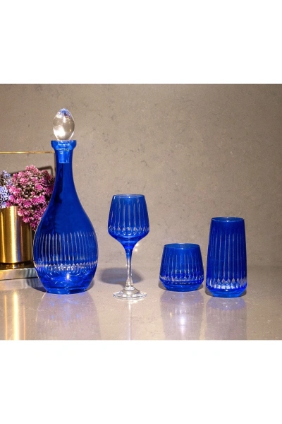 37 Parça 12 Kişilik El Dekor Renkli Kristal Kesme Cam Su Takımı