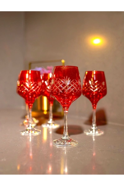 37 Parça 12 Kişilik El Dekor Renkli Kristal Kesme Cam Su Takımı