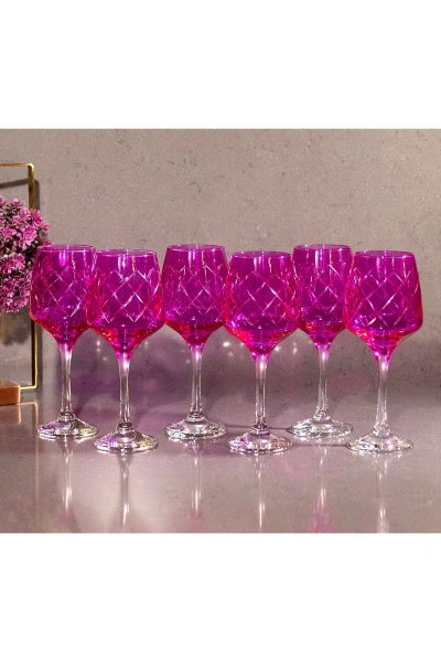 6 Parça Kristal Kesme Renkli Cam Bardak 295cc