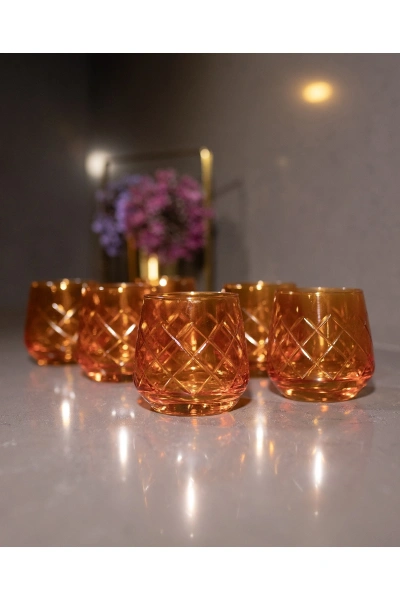 37 Parça 12 Kişilik El Dekor Renkli Kristal Kesme Cam Su Takımı