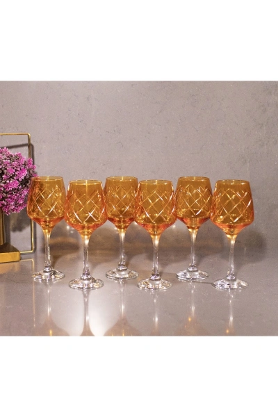 6 Parça Kristal Kesme Renkli Cam Bardak 295cc
