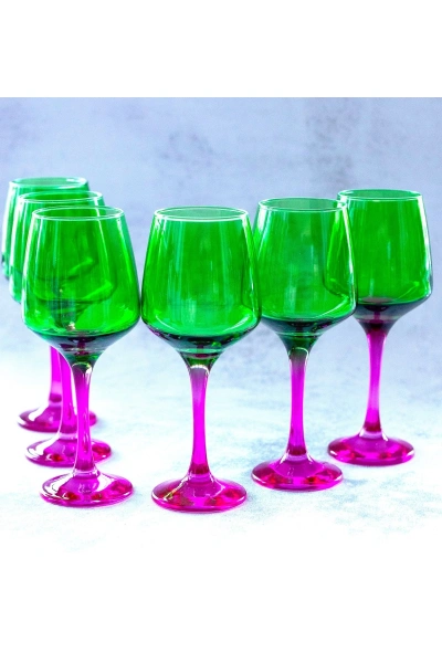 6 Parça Renkli Kadeh Bardak Seti 295cc