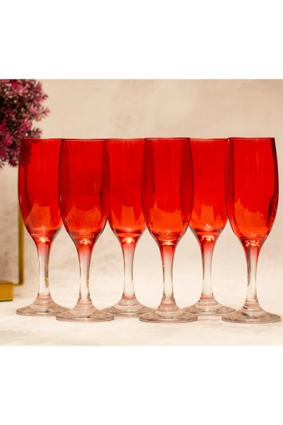 6 Parça Renkli Kahve Yanı Kadeh Bardak Seti 190cc