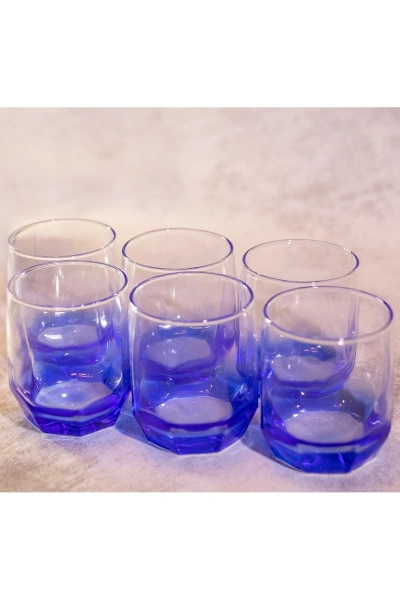 18 Parça 6 Kişilik Renkli Cam Bardak Meşrubat Takımı