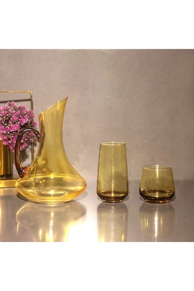 25 Parça 12 Kişilik Renkli Cam Su Takımı Bardak Seti