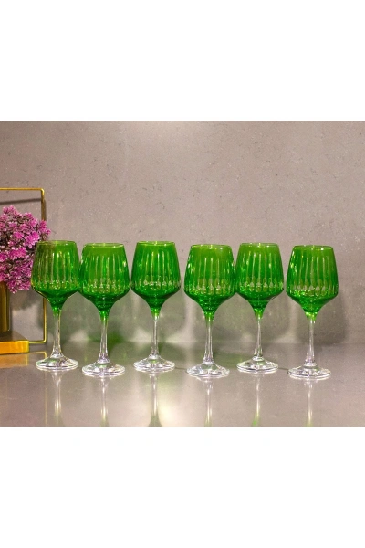 6 Parça Kristal Kesme Renkli Cam Bardak 295cc