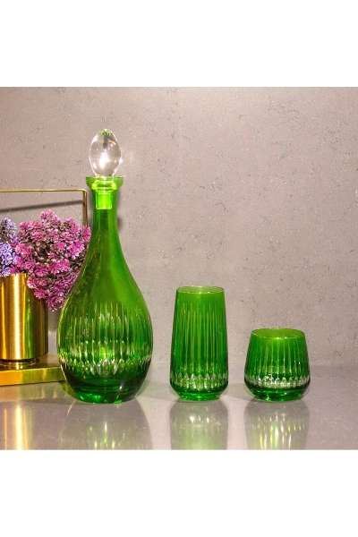 25 Parça 12 Kişilik El Dekor Kristal Kesme Renkli Cam Su Takımı