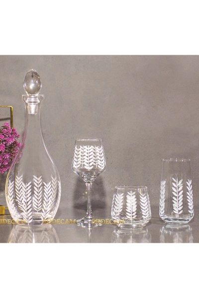 37 Parça 12 Kişilik Başak Kristal Kesme Cam Su Bardak Takımı,Meşrubat Bardağı Seti