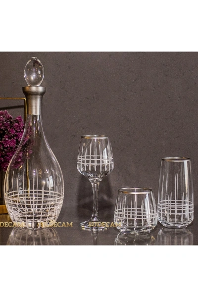 37 Parça 12 Kişilik Ekose Kristal Kesme Gümüş Cam Su Bardak Takımı,Meşrubat Bardağı Seti