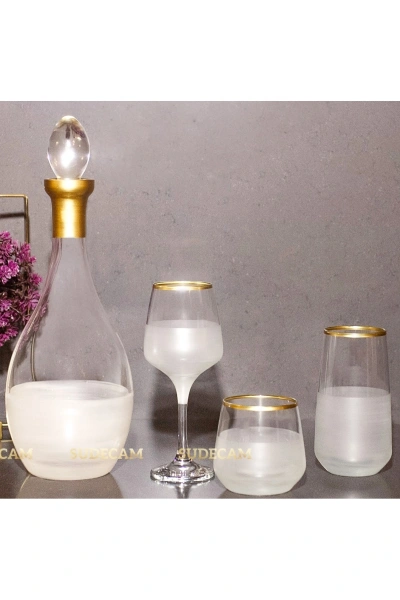 37 Parça 12 Kişilik Nish Gold Cam Su Bardak Takımı, Meşrubat Bardağı Seti