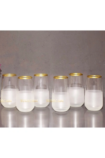 6 Parça Nişh Gold Cam Bardak, Meşrubat Bardak Seti