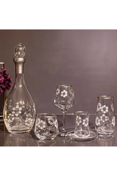 61 Parça 12 Kişilik Papatya El Dekor Kristal Kesme Gümüş Cam Su Takımı