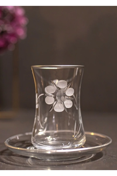 61 Parça 12 Kişilik Papatya El Dekor Kristal Kesme Gümüş Cam Su Takımı