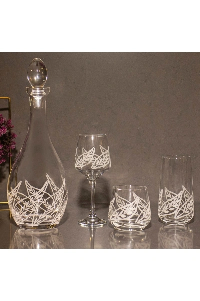 37Parça 12 Kişilik Yaprak El Dekor Kesme Cam Su Bardak Takımı,Meşrubat Bardağı Seti