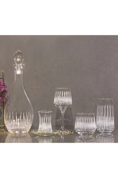 31 Parça 6 Kişilik Üççember El Dekor Kesme Cam Su Bardak Takımı,Meşrubat Bardağı Seti