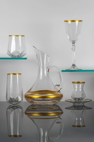 61 Parça 12 Kişilik Diamond Gold Bardak-Meşrubat-Su Takımı