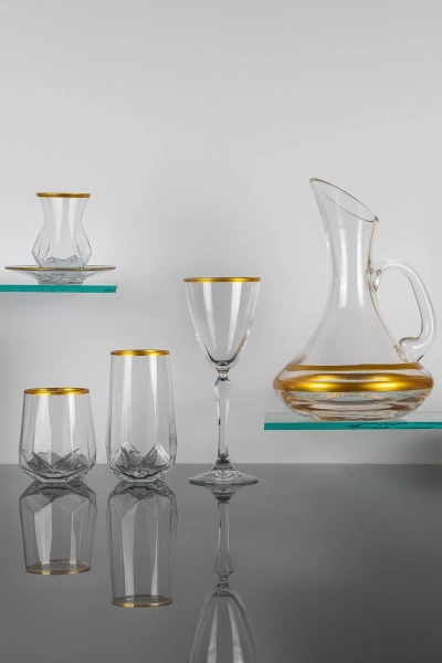 31 Parça 6 Kişilik Diamond Gold Bardak-Meşrubat-Su Takımı