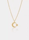 14 Ayar Altın Ay Yıldız Kolye