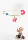14 Ayar Altın Pembe Kelebek Bebek İğnesi