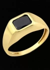 14 Ayar Altın Siyah Taşlı Erkek Yüzüğü
