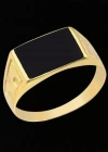 14 Ayar Altın Siyah Taşlı Erkek Yüzüğü