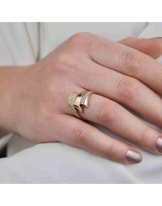 14 Ayar Altın 3lü Renk Prizma Yüzük